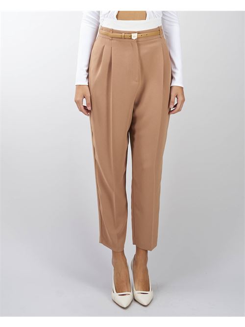 Crepe trousers with belt and embroidery Elisabetta Franchi ELISABETTA FRANCHI | Pants | PA02846E2032